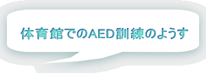 体育館でのAED訓練のようす